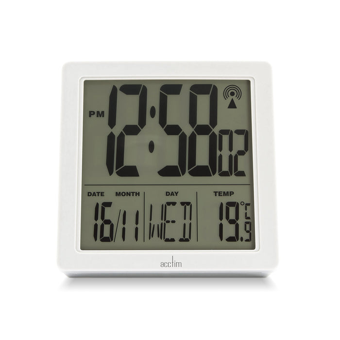 Acctim Digital Alarm Clock White 9.3 x 9.3 x 4.4 x 9.3 cm