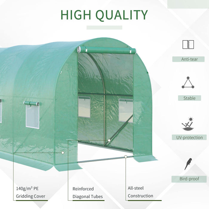 OutSunny Tunnel Greenhouse Outdoors Waterproof Green 2000 mm x 4000 mm x 1900 mm