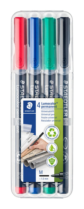 STAEDTLER 317WP4 OHP Marker Medium Round Assorted Pack of 4