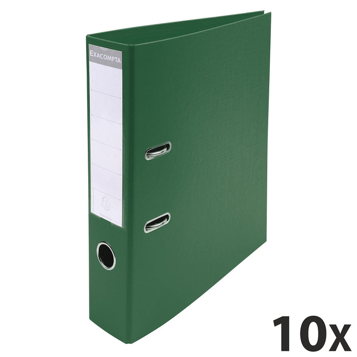 Exacompta PremTouch Lever Arch File A4 70 mm Green 2 ring 53753E Cardboard, PVC (Polyvinyl Chloride) Portrait Pack of 10