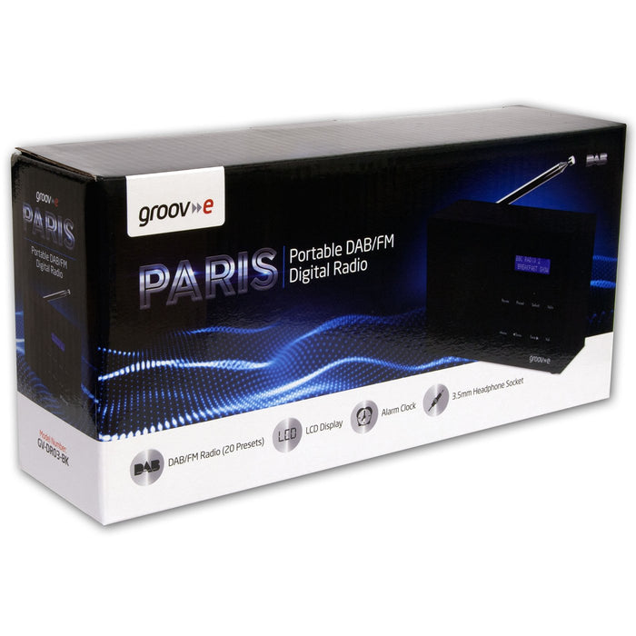 Groov-e Paris Portable DAB FM Digital Radio Black