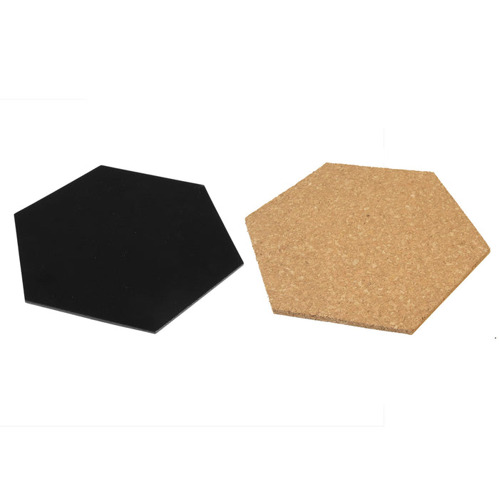 Securit Hexagon Chalkboard Wall Mounted 20 (W) x 2 (D) x 23 (H) cm Black, Brown Pack of 7