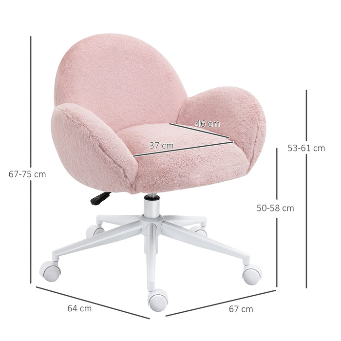 HOMCOM Office Chair Fluffy Fabric Pink