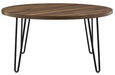 DOREL HOME Owen Retro Non Height Adjustable Table 3615222COMUK Walnut PB; Paper Wrap; Powder Coating; Metal Black 900.00 (W) x 900.00 (D) x 453.00 (H) x 453 - 453 (H) mm