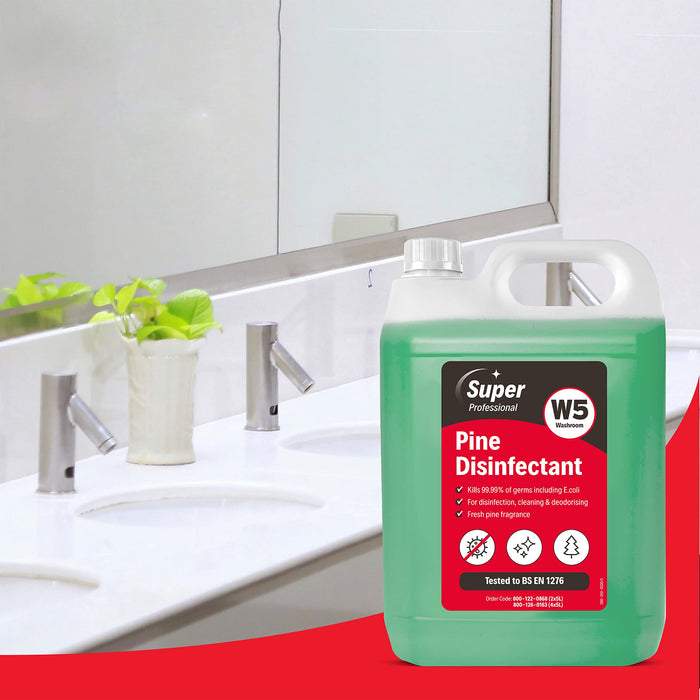 Super Professional Products W5 Disinfectant Pine Fresh 5L 2 Bottles