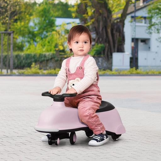 HOMCOM Ride on Wiggle Car with LED Flashing Wheels Pink,Black