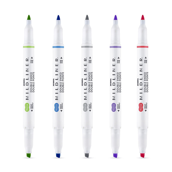 Zebra Mildliner Highlighter Assorted Broad Chisel 4 mm Non Refillable Pack of 5