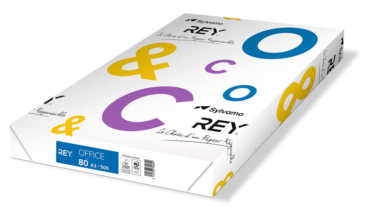 Rey Office A3 Printer Paper White 80 gsm Smooth 500 Sheets