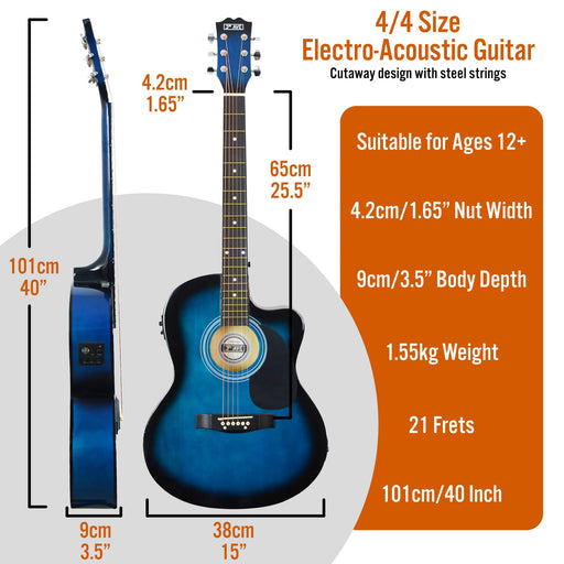 3rd Avenue Electro-Acoustic Guitar Blueburst Set