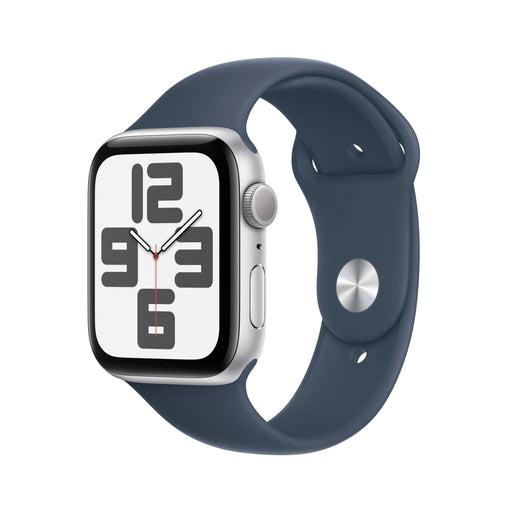 Apple Watch SE (GPS) - 2nd generation - 44 mm - silver aluminium - smart watch with sport band - fluoroelastomer - storm blue - band size: S/M - 32 GB - Wi-Fi 4, Bluetooth - 32.9 g