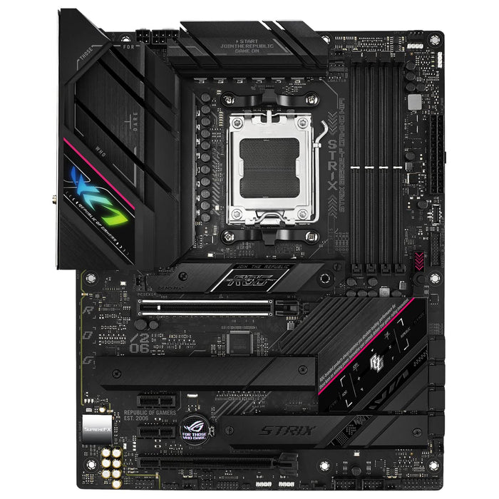 ASUS ROG Strix B650E-F Gaming WiFi - Motherboard - ATX - Socket AM5 - AMD B650 Chipset - USB 3.2 Gen 1, USB 3.2 Gen 2, USB-C 3.2 Gen2, USB-C 3.2 Gen 2x2 - 2.5 Gigabit LAN, Wi-Fi 6, Bluetooth - onboard graphics (CPU required) - HD Audio (8-channel)