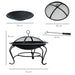 OutSunny Round Fire Pit with Poker Black