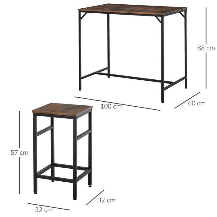 Homcom Set of 1 Industrial Rectangular Bar Table and 4 Stools