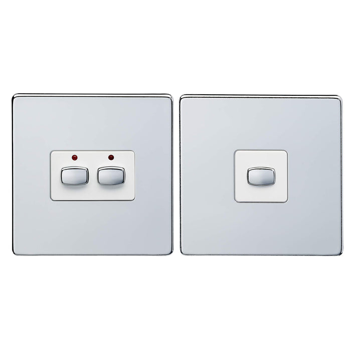 EnerGenie MiHome Smart Polished Chrome 2 Gang Light Switch