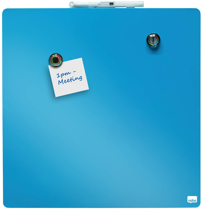 Nobo Mini Wall Mountable Magnetic Whiteboard Tile 1903873 Lacquered Steel Frameless 360 mm x 360 mm Blue