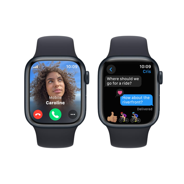 Apple Watch Series 9 (GPS + Cellular) - 41 mm - midnight aluminium - smart watch with sport band - fluoroelastomer - midnight - band size: M/L - 64 GB - Wi-Fi, LTE, UWB, Bluetooth - 4G - 32.1 g