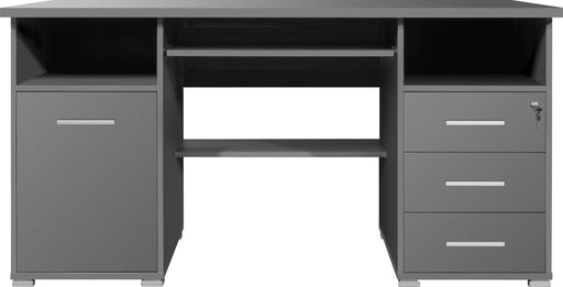 GERMANIA Home Office Desk with Anthracite Coloured Melamine Top and 3 Lockable Drawers 484 1,450 x 700 x 750 mm