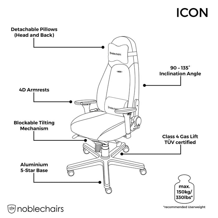 Noblechairs Icon Gmng Chair Blk/Gld