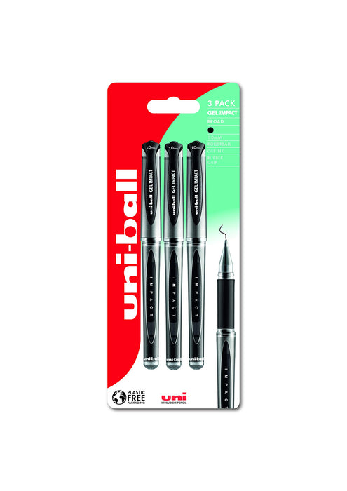 Uni-ball Gel Impact UM-153S Rollerball Pen 0.6 mm Black Pack of 3