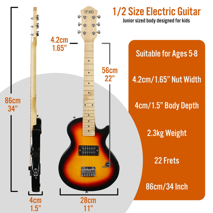 3rd Avenue Junior Electric Rock Guitar Set Sunburst