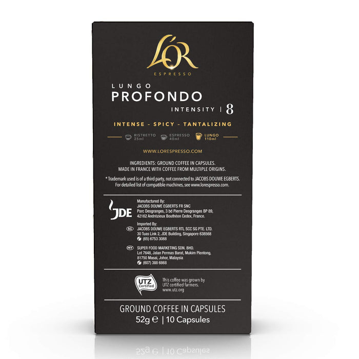 L'OR Espresso Lungo Profondo Coffee Capsules Pack of 10