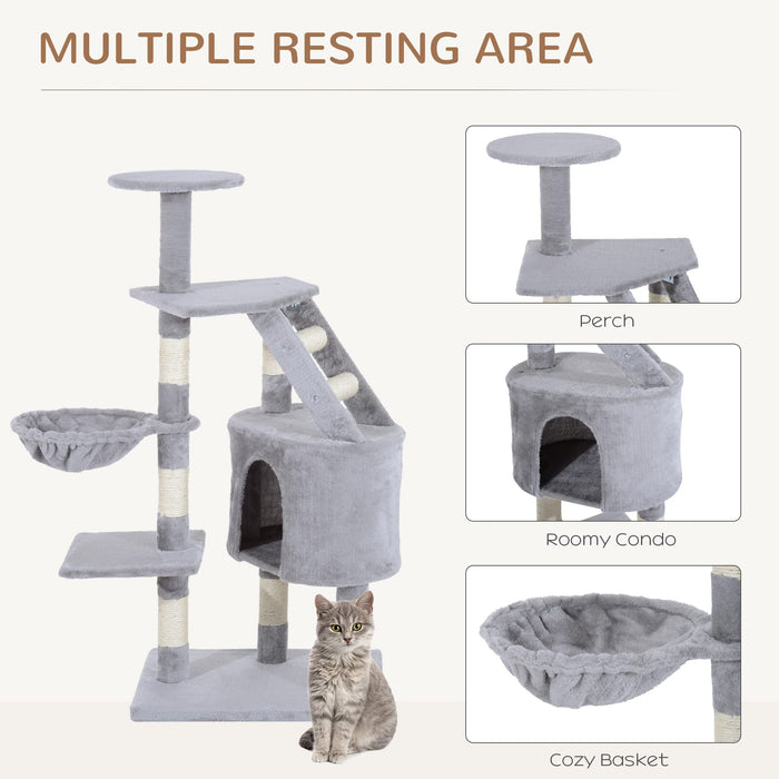 PawHut Cat Tree Grey 400 mm x 550 mm x 1250 mm