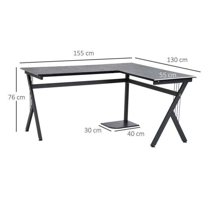 HOMCOM Desk Steel Black 1,300 x 760 mm