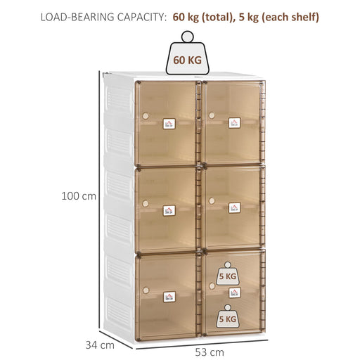 HOMCOM Shoe Cabinet PET (Polyethylene Terephthalate),PP (Polypropylen) White and Brown 53 x 32 x 100 cm