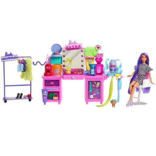 Barbie Extra Doll & Vanity Table Playset with 45 Accessories /GYJ70