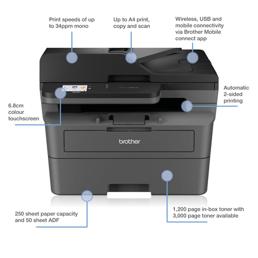 Brother DCP-L2660DW A4 Mono Laser Multifunction Printer