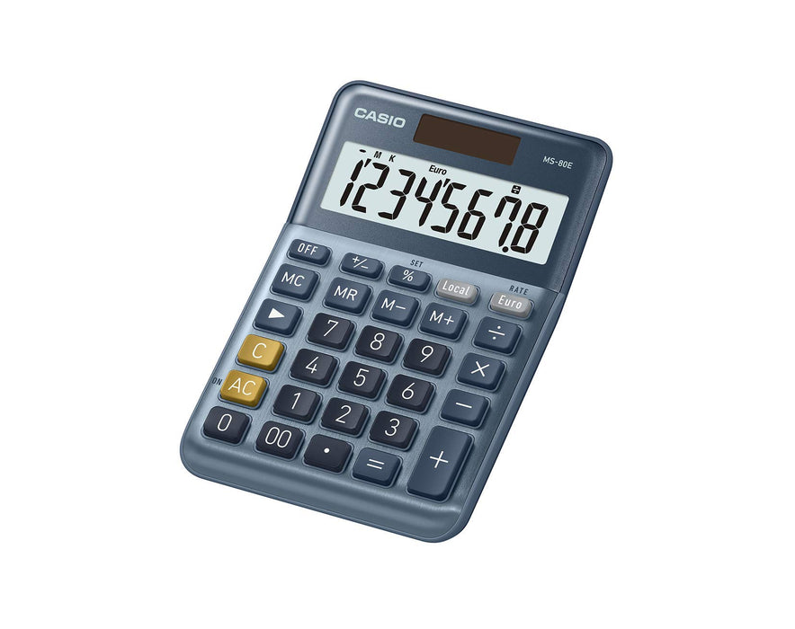 Casio MS-80E Desktop Calculator 8 Digit LCD Display Blue