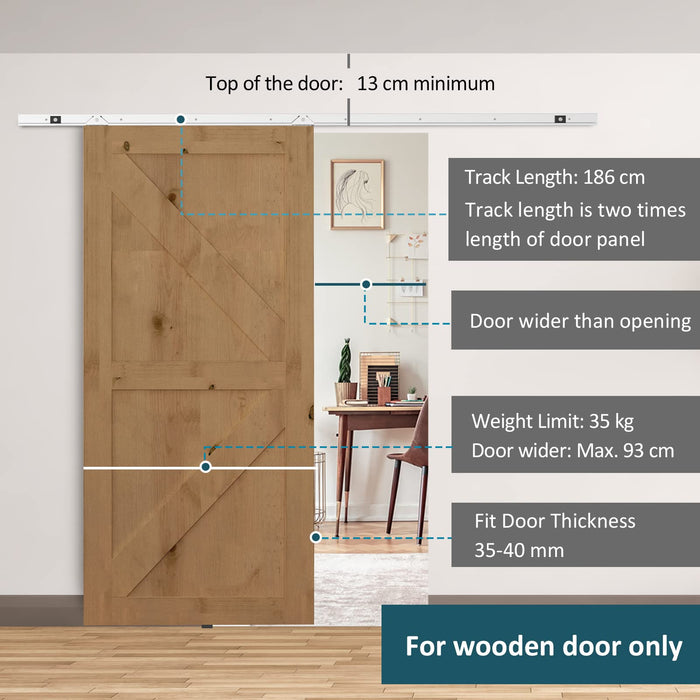 HOMCOM Sliding Door Hardware Silver 25 x 377 mm