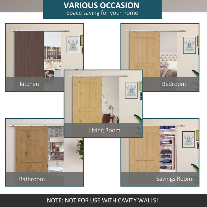 HOMCOM Sliding Door Hardware Silver 25 x 377 mm