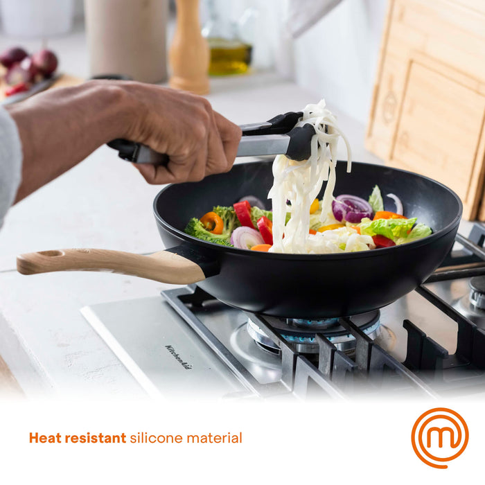 MasterChef Grill Tong Stainless Steel, Silicone Silver, Black 34.5 cm