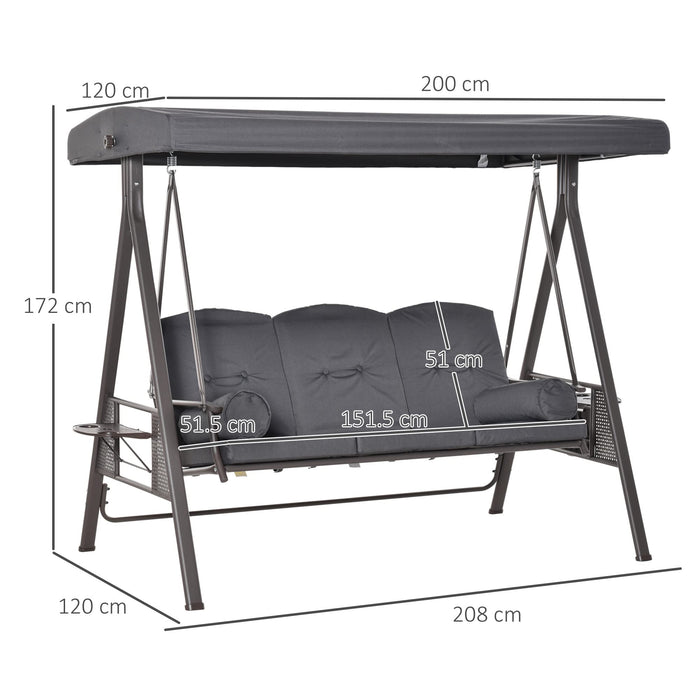 OutSunny Swing Bench Steel, Polyester Fabric Grey