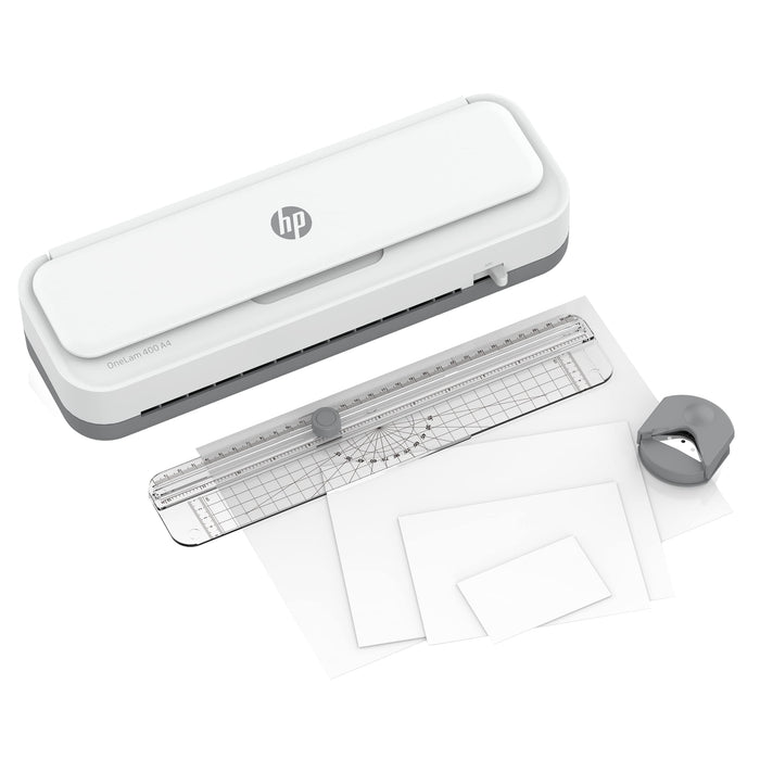 HP OneLam 400 38 x 12.3 x 8.1 cm A4 Laminator 400 mm/min. 125 Microns 2 min warm-up period