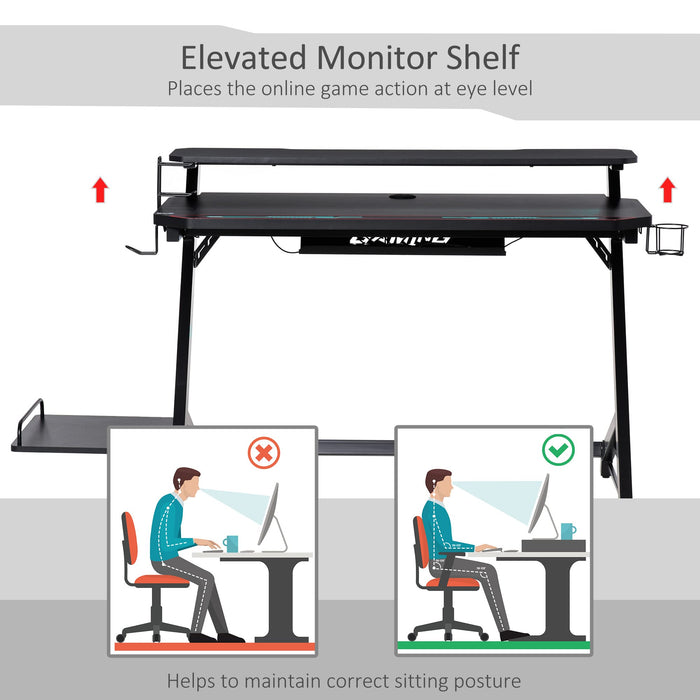 HOMCOM Gaming Desk Black 680 x 880 mm