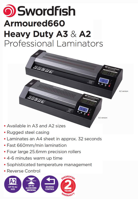 Swordfish Laminator A2 500 Microns Black, Silver