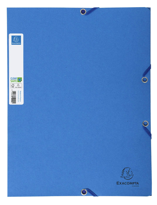 Exacompta 3 Flap Folder 56122E CleanSafe A4 Blue Card 24 x 32 cm