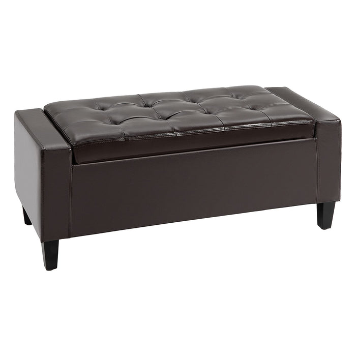 HOMCOM Leather Storage Bench Brown