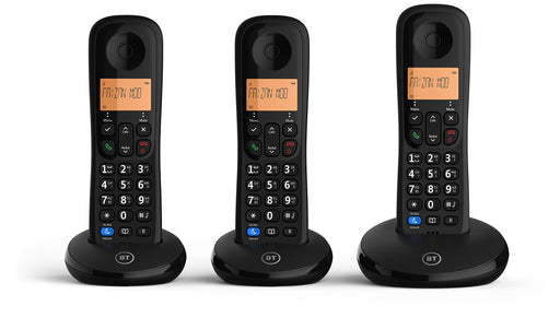 BT Everyday Cordless Telephone 90663 Black Trio Handset