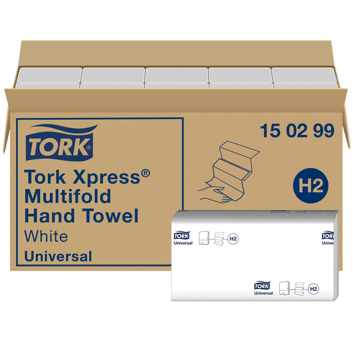 Tork Universal Hand Towels H2 M-fold White 2 Ply 150299 Pack of 20 of 237 Sheets