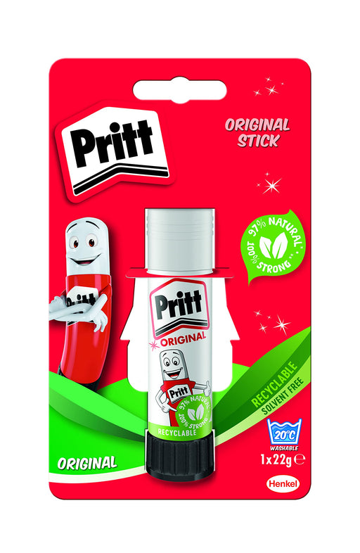 Pritt Original Glue Stick Sustainable Long Lasting Strong Adhesive Solvent Free Retail Hanging Card Value Pack 22g (Pack 12) - 1456074