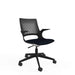 Ergonomic Home Office Chair with Posture Curved Air-Flow Backrest and Height Adjustable Fabric Black Fixed Arms