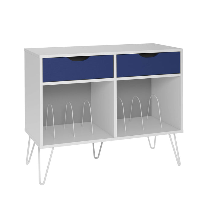 Novogratz AV Stands 1323817COMUK White/Blue 1,008 (W) x 457 (D) x 808 (H) mm MDF, Metal