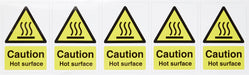 Warning Sign Caution: Hot Surface Vinyl Yellow, Black 7.5 x 5 cm