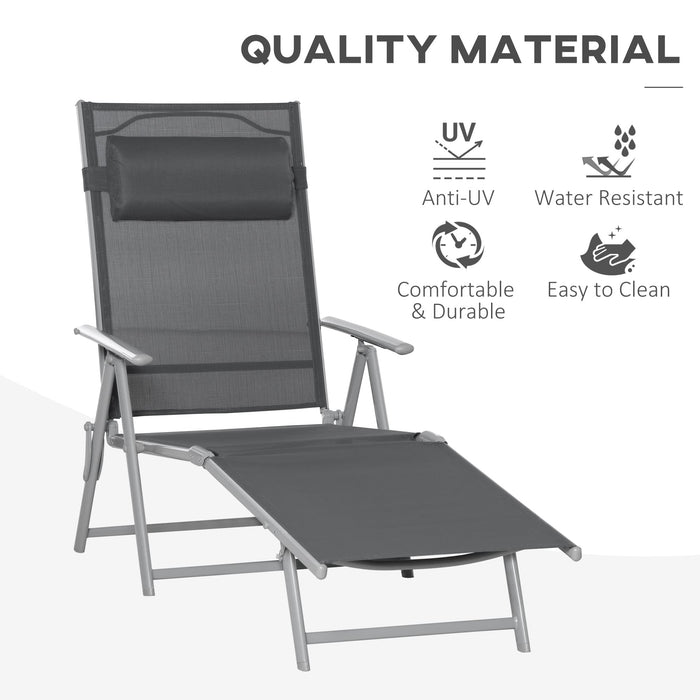 OutSunny Lounge Chair Mesh Sling Fabric Steel Frame 635 x 500 x 1,005 mm Dark Grey