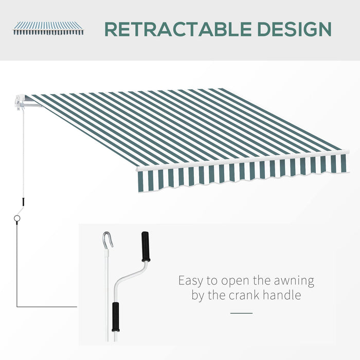 OutSunny Retractable Awning, 2.5x2 m-Dark Green/White