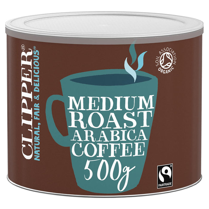 Clipper Caffeinated Instant Coffee Can Medium Arabica Fairtrade 500 g