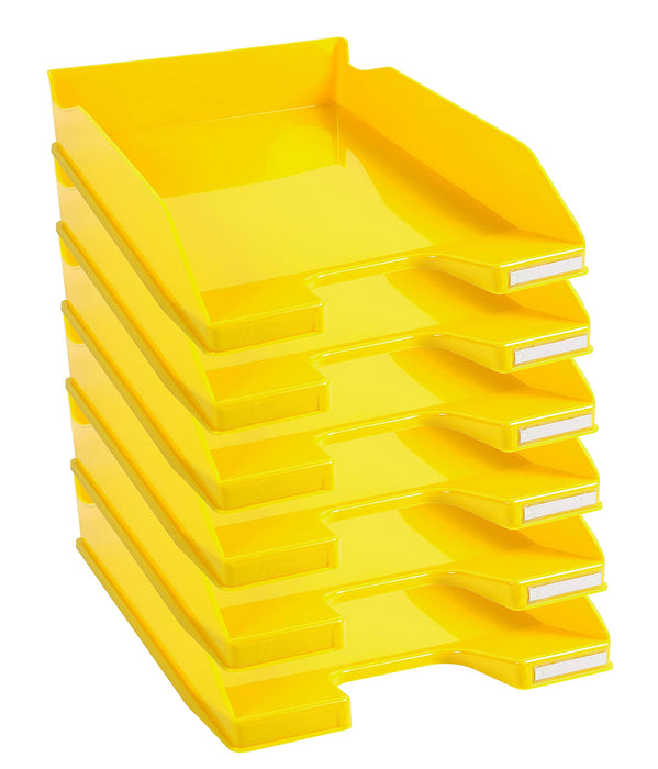 Exacompta Letter Tray Combo Midi Glossy Yellow Pack of 6